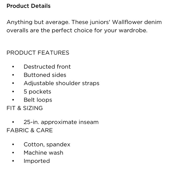 Wallflower Denim Overalls - Picture 4 of 4